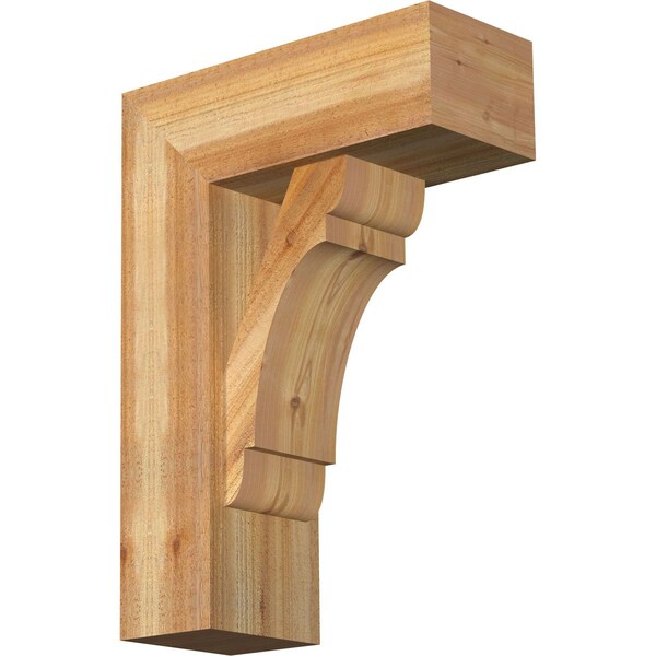 Ekena Millwork Olympic Block Rough Sawn Bracket w/ Offset Brace, Western Red Cedar, 8"W x 20"D x 28"H BKT0806X20X28OLY05RWR - main